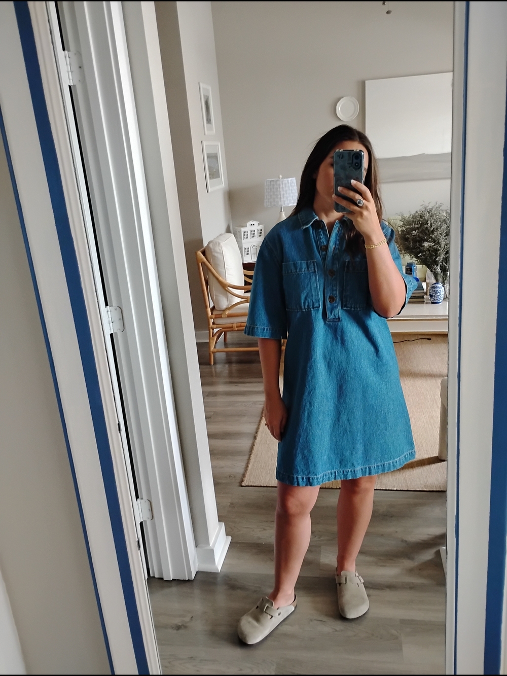 Casual Denim Shirt Dress 100% Cotton And Statement Sleeves